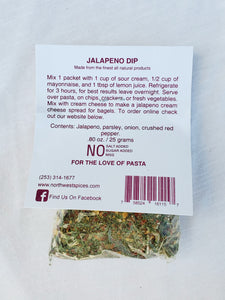 Jalapeno Dip and Seasoning Mix by Northwest Spices Contains, Jalapeno, parsley, onion, crushed red pepper