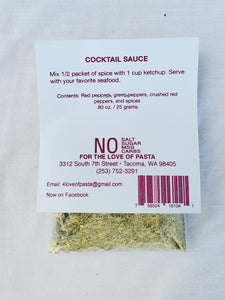 Cocktail Sauce Spice Blend Contains: Red peppers, green peppers, crushed red peppers, and spices. 25grams